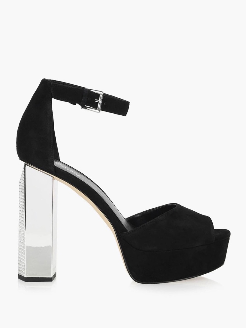 Black Suede Platform Ankle-Strap Heels